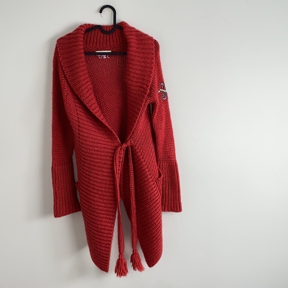 Odd MOLLY ANTHROPOLOGIE Mohair Blend Knit Tie Front Open Cardigan Sweater